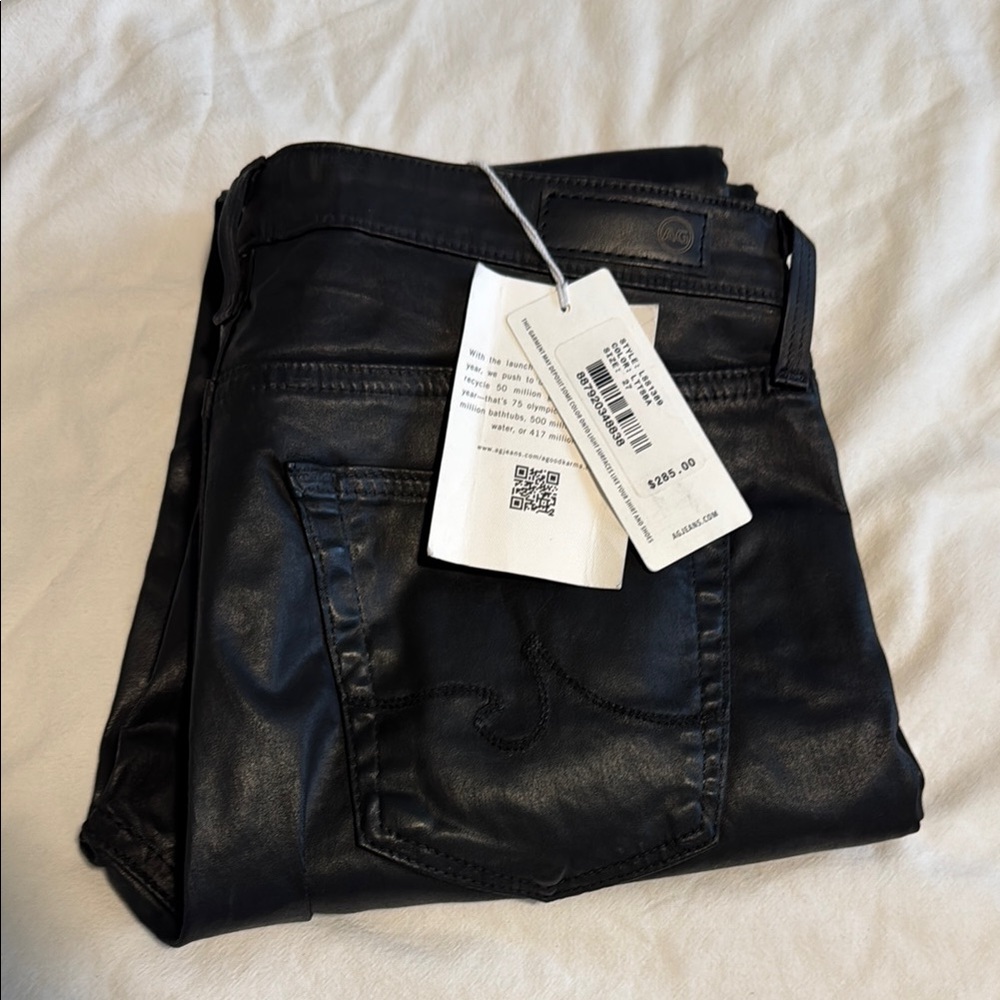 NWT AG Farrah’s Super Leatherette Women's Black Jeans
